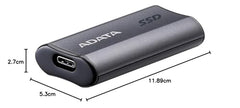 ADATA SC750 2000GB Portable External SSD – USB-C 3.2 Gen2 High Speed (1050MB/s), Compatible with Windows, Mac, Android & Game Consoles (SC750-2000G-CCBK) Black