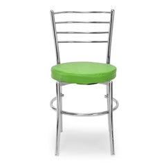 RATISON Office Visitor Study Chair Home Restaurant Steel Multipurpose with a Leather Cushion Steel Chrome Chair with Ring (Green, 6)