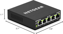 NETGEAR 5-Port Gigabit Ethernet Plus Switch (GS305E) - Desktop or Wall Mount, Home Network Hub, Office Ethernet Splitter, Silent Operation