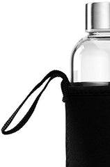 Amazon Brand - Solimo Silica Glass Bottle with Flip Cap, 1 Litre, Set of 4, Transparent