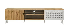 DeckUp Soneva Engineered Wood TV Unit (Wotan Oak & White, Matte Finish)