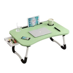 AIA Enterprise USB Laptop Table for Bed,Foldable Study Desk, with Drawer, LED Light, Fan, Tpye C Cable, Work from Home Stand, Online Classes