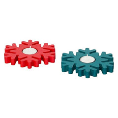 eCraftIndia Wooden Floral Printing Block Decorative Tea Light Candle Holders (Set of 12, Green White) Diwali Christmas Decorations Items for Home Office Christmas Gifts for Women Men Family Friend