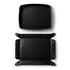 DailyObjects Combo Super Smooth Vegan Leather Reversible, Anti Slip, Water Resistent Felt Turf 2.0 Desk Mat | Vegan Leather Black Desk Tray Organiser - Set of 2