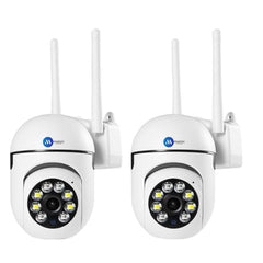 Maizic Smarthome Pack of 2 WiFi Mini PTZ Cameras 3MP | Dual Indoor/Outdoor Security Set, 360 Degree Pan-Tilt Zoom, Color Night Vision, Two-Way Audio, AI Motion Alerts, Multi-User Live View