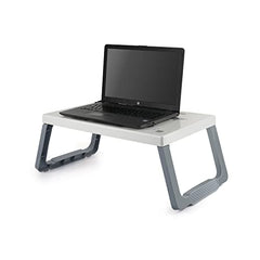 Cello Lappy Study Table, Breakfast Table, Foldable and Portable & Ergonomic, Plastic, White & Grey, 570*370*52, (CLO_LPY_TBL)