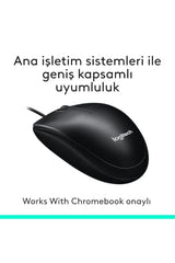 Logitech M90 Wired USB Mouse, 3 yr Warranty, 1000 DPI Optical Tracking, Ambidextrous PC/Mac/Laptop - Black