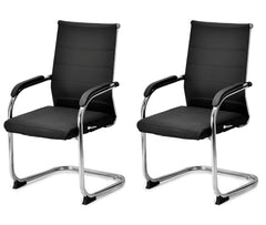 GOYALSON Visitor Chair Leather Back and Cushioned seat Chrome Base Suitable for Reception Home Conference Room Study Computer Restaurant Chair (1 Leather Back, z Black, Standard)