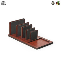 GKD Dark Wood Multi Device Stand & Organizer | Laptop, Tablet, Mobile & Power Bank Holder | All-in-One Desk Charging Station & Organizer | Modern Office Desk Accessory | Diwali Gift