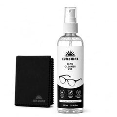 SUN-SHINZ Lens Cleaner Kit – 100ml Streak-Free Spray + Microfiber Cloth | Smudge-Free & Anti-Static Formula | Safe for Eyeglasses, Sunglasses, Camera Lenses & Phone Screens