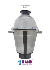 HANS Dominar X Pro 2500 Watts 3.5 HP Commercial Mixer Grinder With 3 Jar Heavy Duty Black Grey