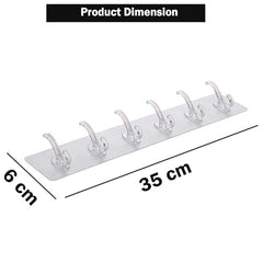 SIGNAMIO 6 Hook Shelf Adhesive Strip Wall Hanging Sticky Hook Black