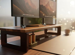 WELL KNOWN 72Cm Long Wooden Computer Monitor Stand, Monitor Riser Desk Shelf Desktop Stand TV Laptop Riser (72cm Long, Single Shelf) (d)
