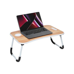 Amazon Basics Engineered Wood Foldable Laptop Table with Cup Holder, Tablet Groove and Mini Drawer (60L x 40W x 26H cm, Black)