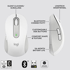Logitech Signature M650 Wireless Mouse - for Small to Medium Sized Hands, 2-Year Battery, Silent Clicks, Customisable Side Buttons, Bluetooth -Graphite