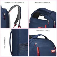 Skybags Porto Spacious 40L Weekender Backpack, 2 Compartments, Black-Blue | Laptop Compatible (Upto 17"), Front & Shoe Compartments, Padded Handles, Travel/ Office Bag, Unisex, 1-Year Global Warranty