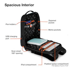 Nasher Miles Madison Passenger Workpack 22 Liters Water Resistant, Padded, Premium Reversed Polyester Black Yellow Laptop Backpack | USB charging| Unisex | Ideal For Office (Black & Yellow)