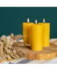 LTYNE™ 100% Pure Paraffin Wax Pillar Candles (2 x 6), Unscented Smokeless Pillar Candles Pack of 2, Burn Time: 25-30 Hours (Light Green)