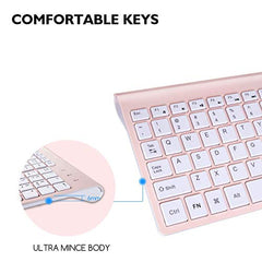 cimetech Wireless Keyboard and Mouse Set, 2.4G Ultra-Thin Sleek Design, USB Compact Full Size Keyboard Mouse Combo for Windows, Computer, Desktop, PC, Notebook - Pink