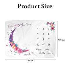 MOMISY Milestone Blanket for Baby, Light and Thin Flannel Blanket Background for Baby New Born Blanket Photoshoot Props (Moon Purple, 135 * 100 CM)