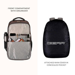 Gear Quantum 3 18"/29L Antitheft Large Faux Leather Water Resistant Laptop backpack with Raincover/Laptop backpack/Casual Backpack/Daypack/Travel Backpack/College Bag For Men/Women(Black-Black)