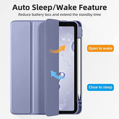ProElite Case for iPad Air 11 Inch M4/M3/M2 2026/2025/2024, iPad Air 10.9 inch 5th/4th Gen & iPad Pro 11 inch 4th/3rd Gen 2022 case Cover, Transparent Smart Flip Cover with Pencil Holder, Lavender