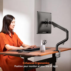 ARTIKEL Monitor Desk Mount Adjustable Spring Assisted Monitor Arm VESA Mount with C Clamp Grommet Mounting Base Computer Monitor Stand (Curve, Single.)