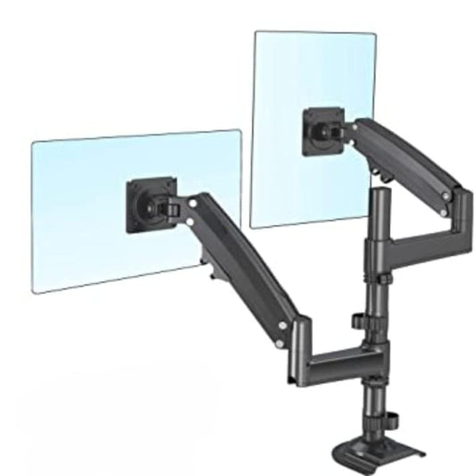 22''- 35'' Dual Monitor Desk Mount Stand Full Motion Swivel Monitor Arm Gas Spring Upto 12kg H180