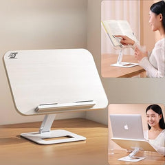 Sunchhaya Acrylic Book Stand for Reading – Clear Adjustable Book Holder with 360° Rotating Base, Foldable Reading Stand for Desk, Cookbook, Tablet & Laptop Stand, Height & Angle Adjustable (R22H)