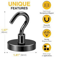 DIYMAG Magnetic Hooks 15pcs 30lbs Cruise Essentials 2026 Magnet Hook | Neodymium Heavy Duty Strong Magnets Hanging Ship Cabins Refrigerator Fridge Classroom Beach Vacation Kitchen Grills Home Tool
