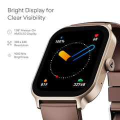 boAt Ultima Ember 2 Smartwatch, 1.96” AMOLED Display, Ultra Bright 1000 nits Brightness, AOD, Personalized Fitness Nudges, Functional Crown, 100+ Sports Mode smartwatch for Men & Women (Active Black)