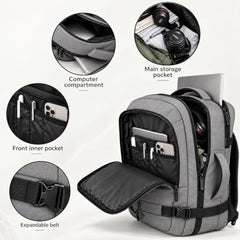 Wesley Luxur 45 Ltrs Overnighter Expandable Travel Laptop Backpack, Flight Cabin Approved Carry On with 16 inch Laptop Compartment, Anti Theft feature business/Travel/Weekender/college Charcoal Black