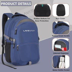 Lavie Sport 46Cm Triumph 29L Laptop Backpack With Rain Cover For Men & Women | Premium Backpack For Boys & Girls,Navy
