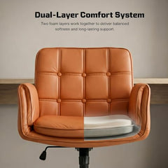 DROGO Zen Atora Ergonomic Criss Cross Legged Office Chair for Work with 5 Gear Armrest & Wide Thick Cushion Seat | PU Leather Computer Chair with Adjustable Height, Recline & Heavy Metal Base (Black)