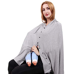 MOMISY Nursing Cover Scarf for Breastfeeding - MultiUse - Nursing Blanket – Poncho Style with Buttons - Stretchy Baby Car Seat Canopy - Elegant Shawl - Made of 100% Modal - Grey