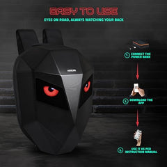 Hookaba Eye Rover LED Backpack 31L (Black) | Motorcycle Riding Bag With Programmable Screen | App Control & Water Resistant | Unisex Expandable Daypack For College, Travel, Laptop, Helmet