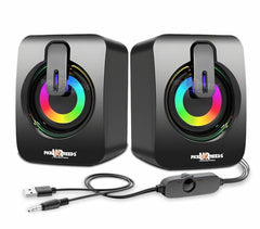 Pick Ur Needs RGB Multimedia Speakers High Bass USB Powered Desktop Speakers with Dynamic LED Lights Wired Speakers for PC, Laptop & Gaming