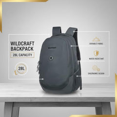 Wildcraft Polyester Stylish 25.6 Liters Multi-Colour 4 Compartment Laptop Backpack (Black)
