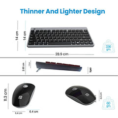 Portronics Key2 Combo Wireless Keyboard and Mouse Set,with 2.4 GHz USB Receiver,Silent Keystrokes,1200 DPI Optical Tracking,Compact Design,Multimedia Keys for PC,Laptop & USB Supported Devices(Grey)