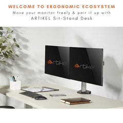 Artikel Double Monitor Desk Mount | Adjustable Heavy Duty Monitor Arms | VESA Mount with C Clamp & Grommet Mounting Base | Computer Monitor Stand for Screen up to 27 inch | Table Mounted | Black