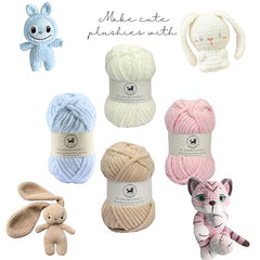 NESTNHAVEN , Plush & Cuddly Sets 2.0 , Chenille Yarn Supersoft Hand Knitting Wool Ball, set of 4 , 400 grams (1 Ball/100 Gram Each) Suitable for Craft, Babywear, Toys , Baby Blankets , 5 Bulky, Shades - NNHS 2.0 (Set 26 baby Pink , lilac , hot pink…