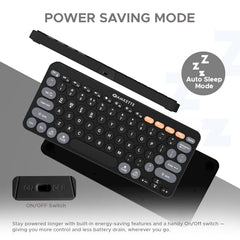 Amkette New and Improved Optimus BT 4-in-1 Multi-Device Wireless Keyboard, Pop Keys, Bluetooth, One-Click Device Switching, AI Access, Dual OS Layout, Windows, macOS, Android & iOS Compatible, Black