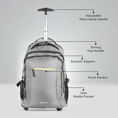NOVEX 30L Pacific Laptop Trolley Bag with Spinner Wheels for Men & Women | 15.6 Inch Water Resistant 3 Compartments Backpack for Office, Business Trips & Travel | Black