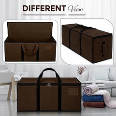 Storite Jumbo Super-Size 81 L Canvas Moisture Proof Heavy Duty Storage Bag | for Toys/Stationery/Blankets/Clothes/Moving Bags MultiPurpose With Strong Reinforced Handles Rectangular Cream (87x26x36 cm)