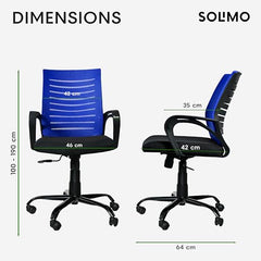 Amazon Brand - Solimo Worklo Mid Back Office Chair for Work from Home | Study | Revolving | Computer (Heavy Duty Powder Coated Metal Base, Stylish Black Mesh)