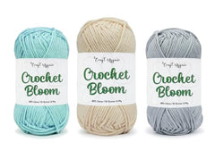 Craft Affair | Crochet Bloom Cotton Yarn 8ply (Each Color 2mm, 77Meter, 50Gram) 100% Pure Cotton | for Knitting Yarn | Craft & DIY Project: Grey, Pink, Off White