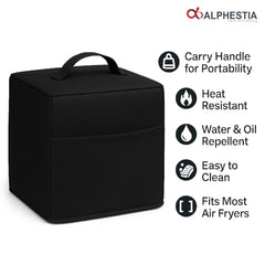 ALPHESTIA Air Fryer Cover for Philips 4.2L NA120/00, HD9252/90, HD9200/90 & Other 4.1-4.5L Air Fryers Waterproof, Dustproof Air Fryer Cover with Pocket (BLACK, 4.1 TO 4.5 LITRES)