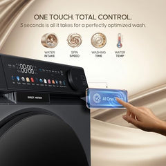 Haier Smart Choice 12 Kg AI Color Panel, One-Touch Smart Wash, Fabric Detection Fully Automatic Front Load Washing Machine with In-Built Heater,WI-FI, Black (HW120-DM14F9BKU1)