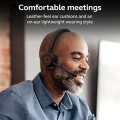 Jabra Evolve 65 TE MS Bluetooth Headset with Mic | Wireless Stereo Office Headphones | Teams Certified | USB-A Link 390 | Work from Home Headset for PC & Mobile.