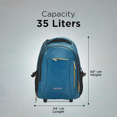 NOVEX 30L Pacific Laptop Trolley Bag with Spinner Wheels for Men & Women | 15.6 Inch Water Resistant 3 Compartments Backpack for Office, Business Trips & Travel | Black